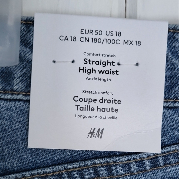 H&M Blue Relaxed Straight-Leg Stretch Ankle Jeans - Picture 7 of 10